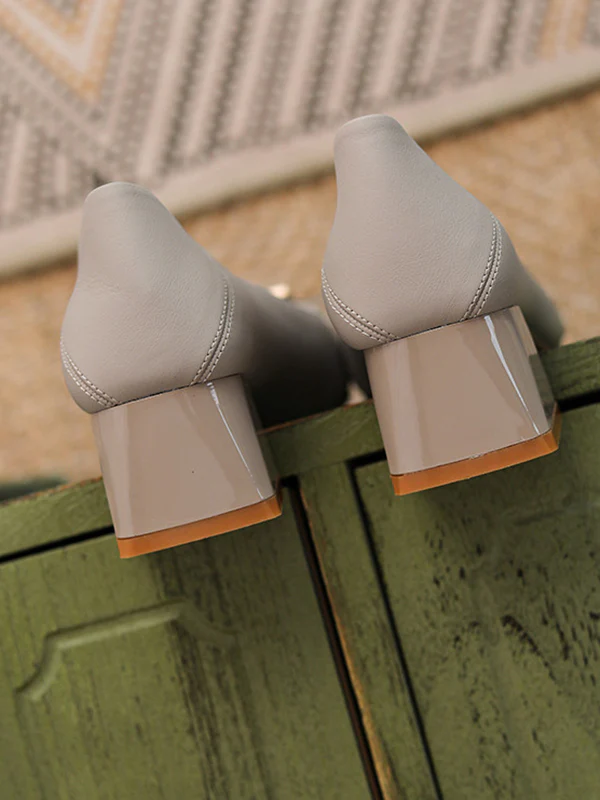 Elegant Square Buckle Chunky Square Mid Heel Shoes - Image 17