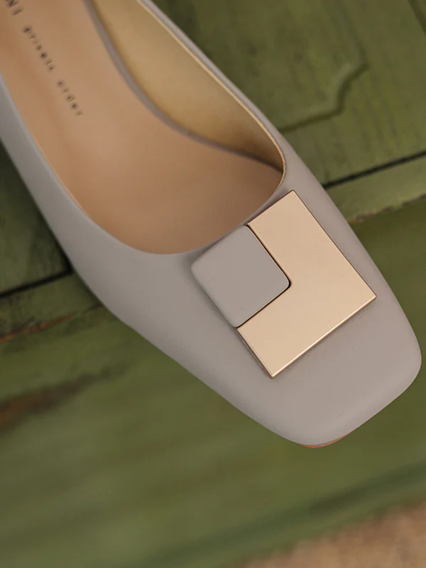 Elegant Square Buckle Chunky Square Mid Heel Shoes - Image 18