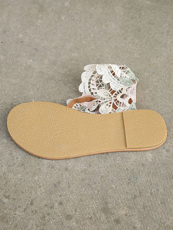 Embroidered Open Toe Split-Joint Sandals - Image 6