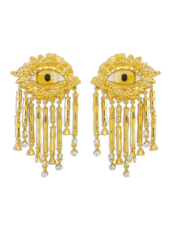 Eye Shape Geometric Tasseled Drop Earrings Earrings Accessories - Image 3
