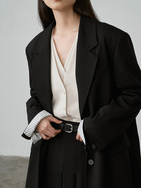 False Two Long Sleeves Buttoned Solid Color V-Neck Blouses&Shirts Tops - Image 20