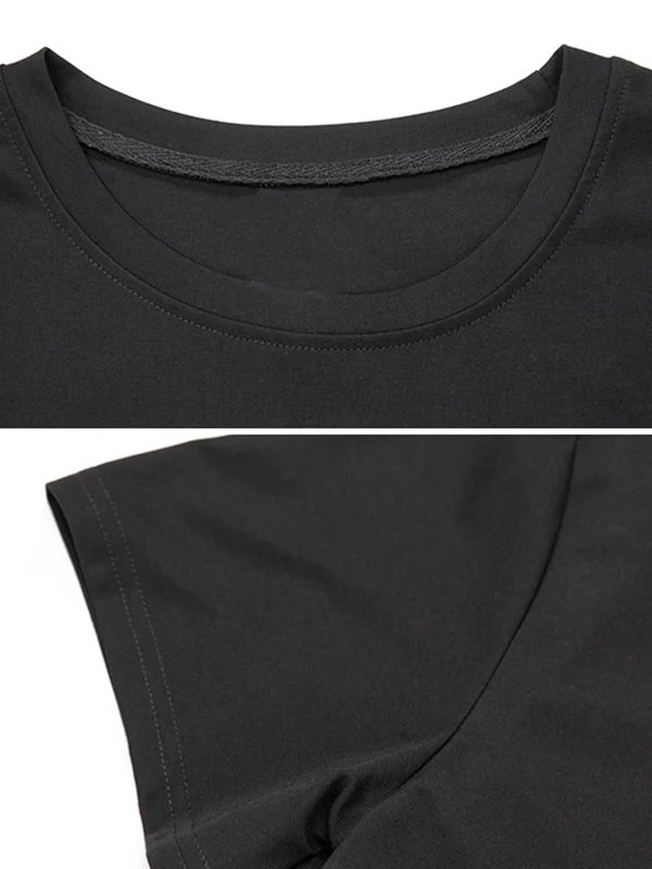 False Two Loose Printing Split-Joint Round-Neck T-Shirts Tops - Image 14