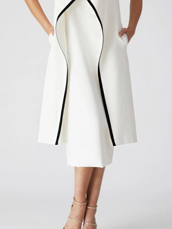 False Two Sleeveless Solid Color Midi Dresses - Image 3