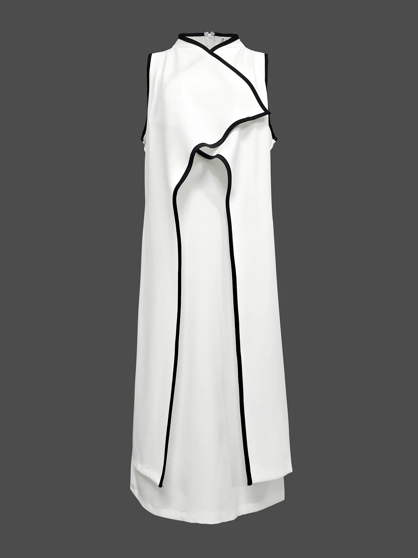 False Two Sleeveless Solid Color Midi Dresses - Image 4