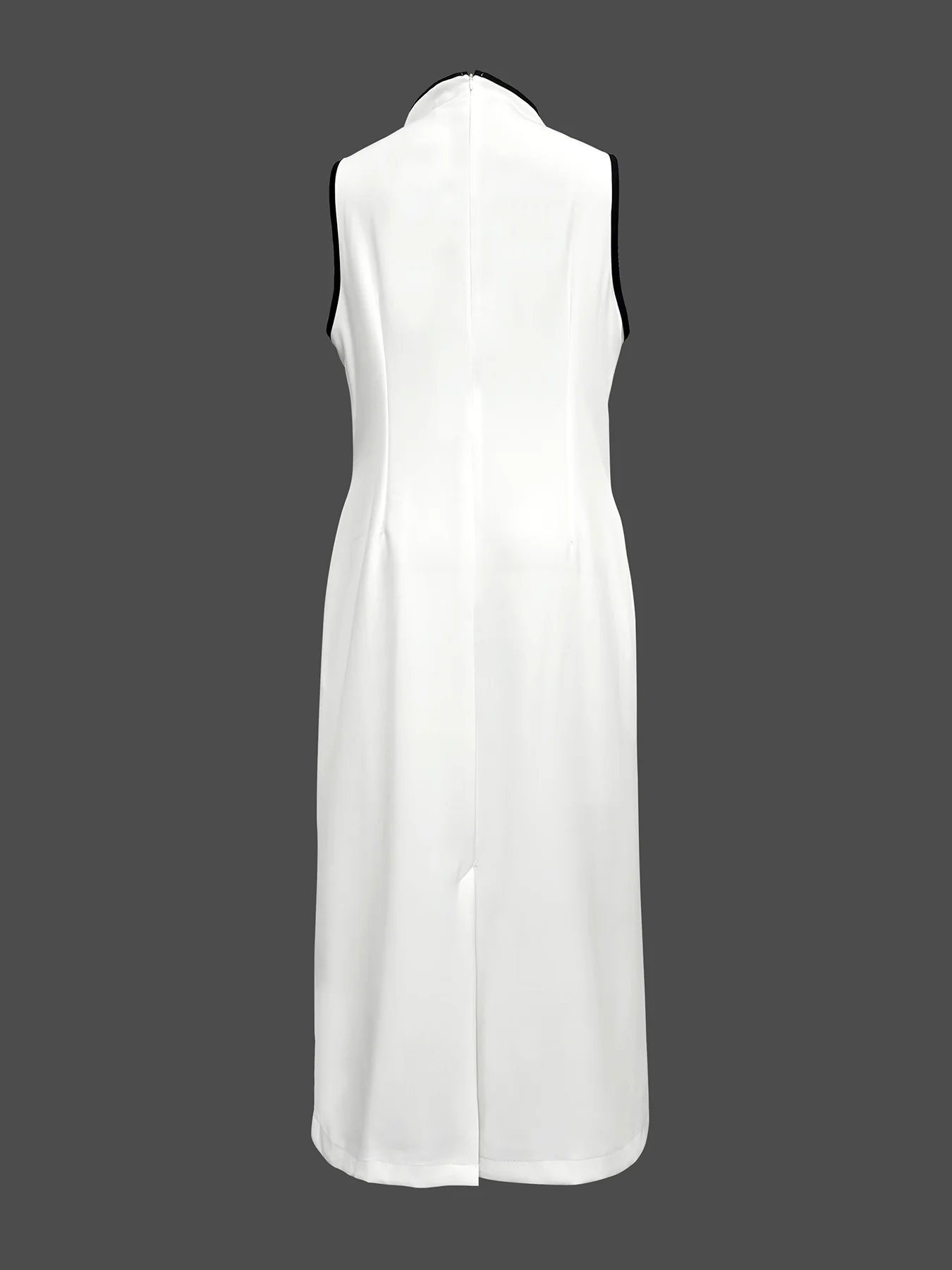 False Two Sleeveless Solid Color Midi Dresses - Image 5