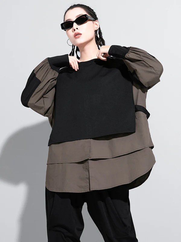 False Two Split-Joint Long Sleeve T-Shirt - Image 10