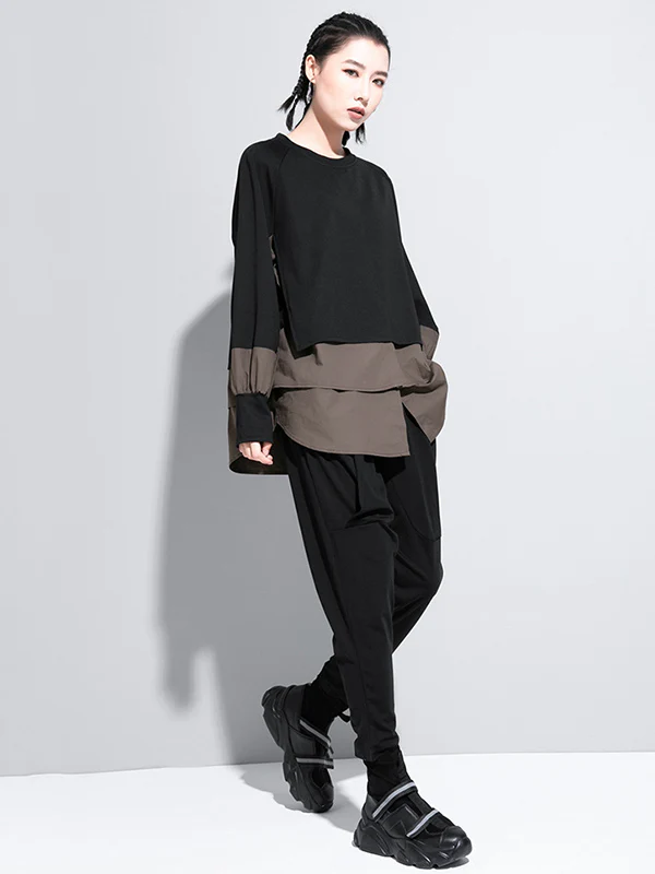 False Two Split-Joint Long Sleeve T-Shirt - Image 4