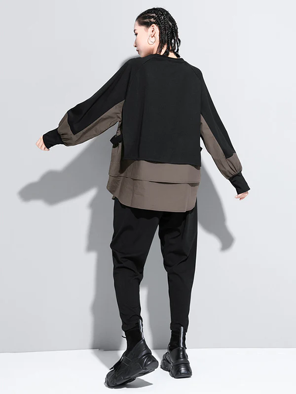 False Two Split-Joint Long Sleeve T-Shirt - Image 6