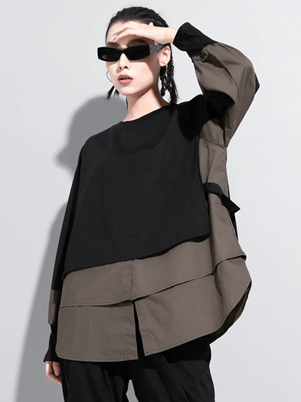 False Two Split-Joint Long Sleeve T-Shirt - Image 9