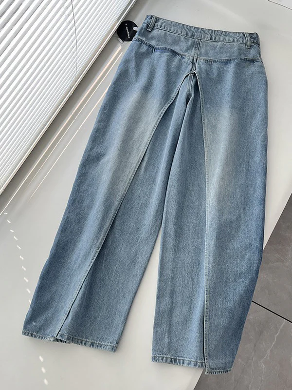 False Two Wide Leg Pockets Reversible Jean Pants Bottoms - Image 17