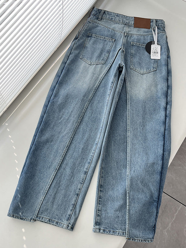 False Two Wide Leg Pockets Reversible Jean Pants Bottoms - Image 18