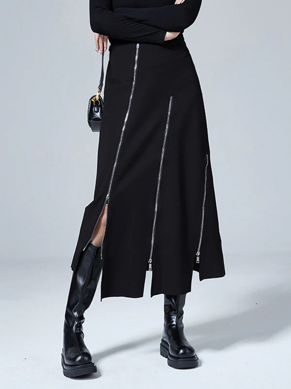 Fashion A-Line Irregularity Zipper Bodycon Skirts - Image 2