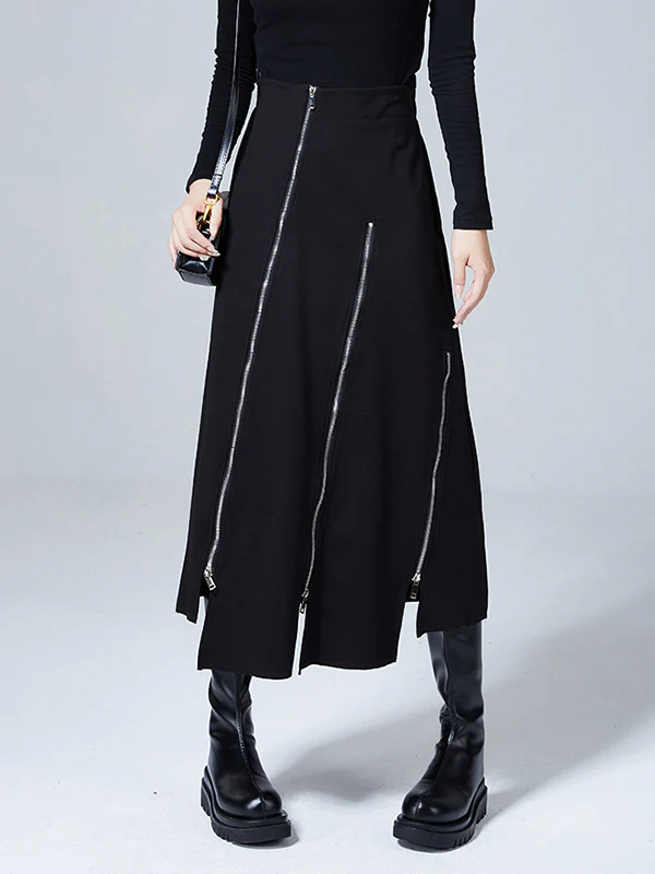 Fashion A-Line Irregularity Zipper Bodycon Skirts - Image 3