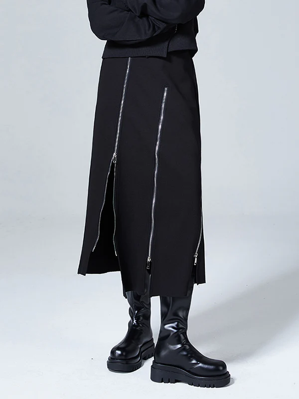 Fashion A-Line Irregularity Zipper Bodycon Skirts - Image 4