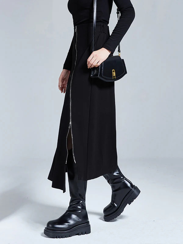 Fashion A-Line Irregularity Zipper Bodycon Skirts - Image 5