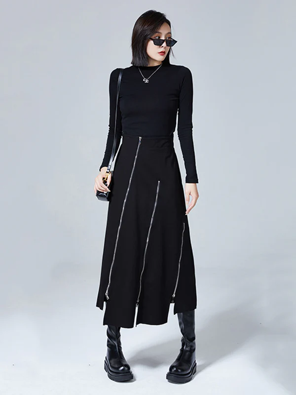 Fashion A-Line Irregularity Zipper Bodycon Skirts - Image 7