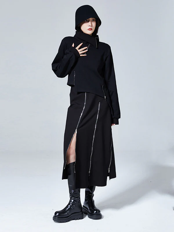 Fashion A-Line Irregularity Zipper Bodycon Skirts - Image 8