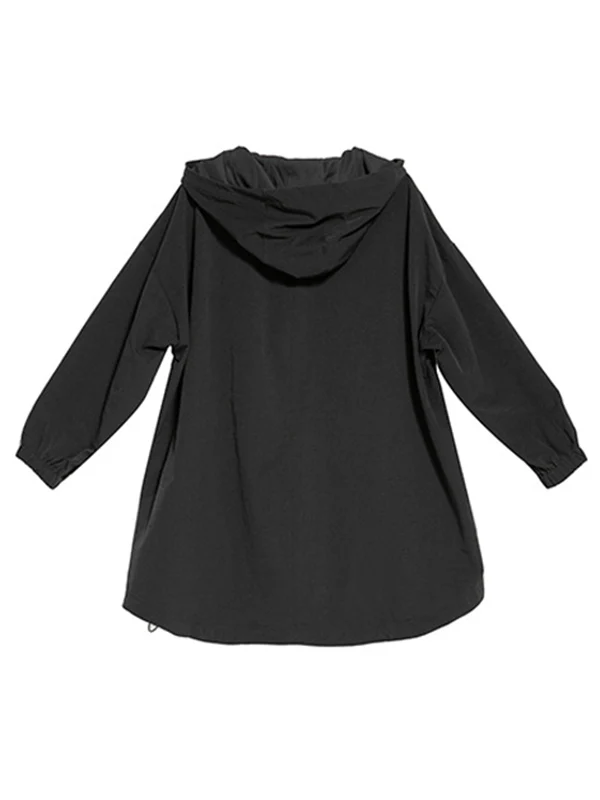 Fashion Irregularity Loose Solid Color Zipper Hooded Outerwear - Image 19