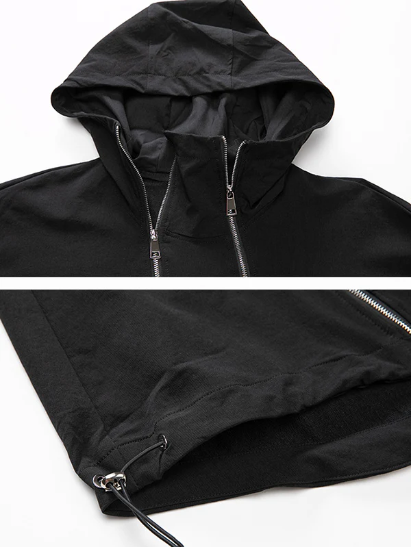 Fashion Irregularity Loose Solid Color Zipper Hooded Outerwear - Image 20