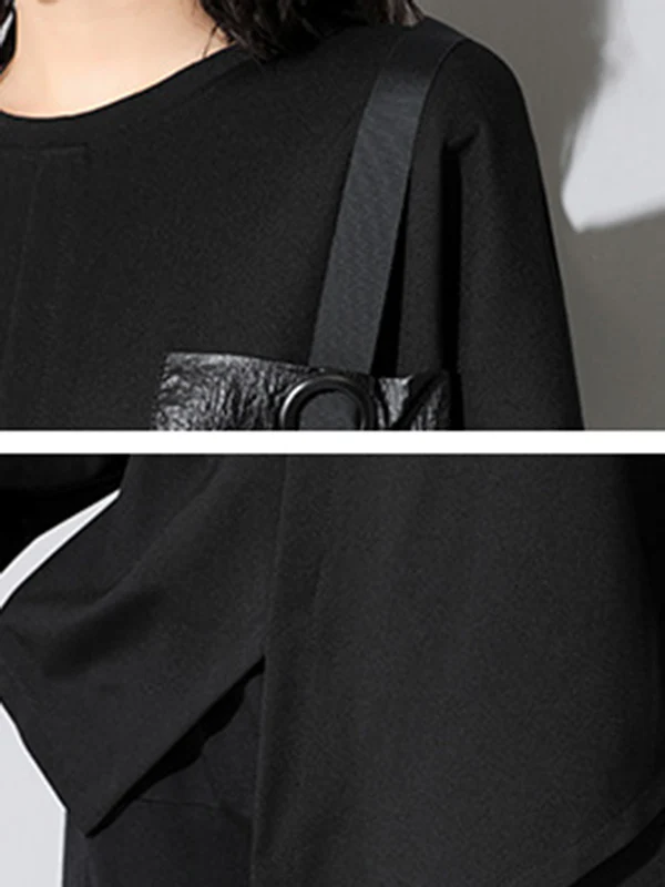 Fashion Loose Long Sleeves Split-Front Round-Neck T-Shirts Tops - Image 16