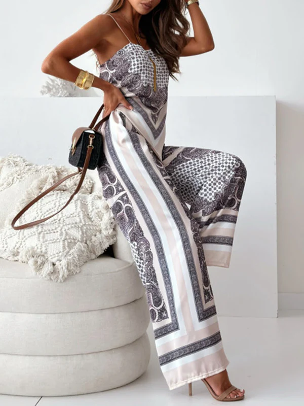 Fashion Printed Look-Younger Straps Vest Top & Casual Pants Bottoms Two Pieces Set - Image 3
