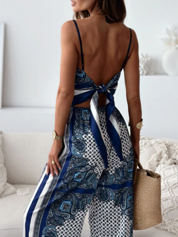 Fashion Printed Look-Younger Straps Vest Top & Casual Pants Bottoms Two Pieces Set - Image 8