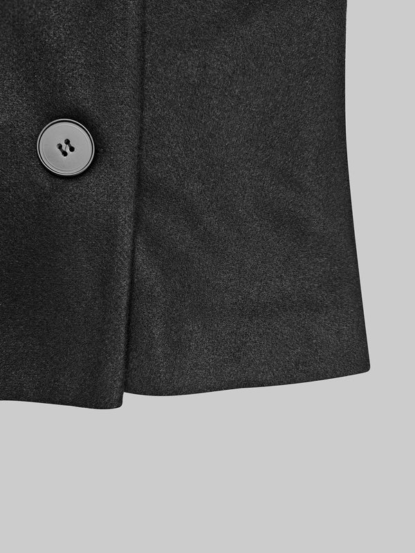 Flared Buttoned Solid Color High Neck Jackets&Coats Outerwear Woolen Coat - Image 10