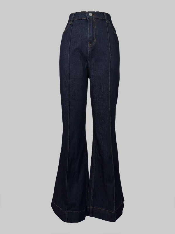 Flared High Waisted Split-Joint Jean Pants Bottoms - Image 6