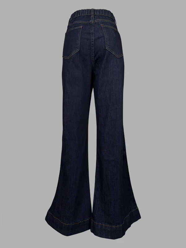 Flared High Waisted Split-Joint Jean Pants Bottoms - Image 7