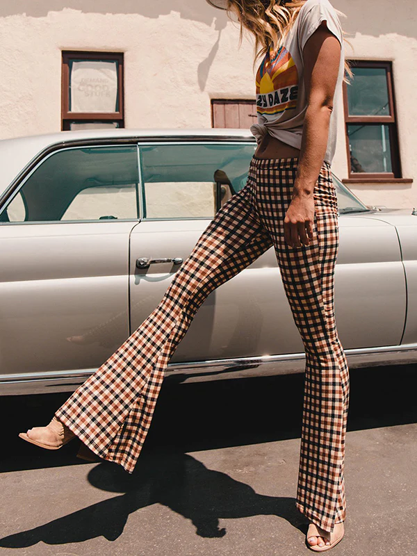 Flared Pants Plaid Pants Trousers - Image 5