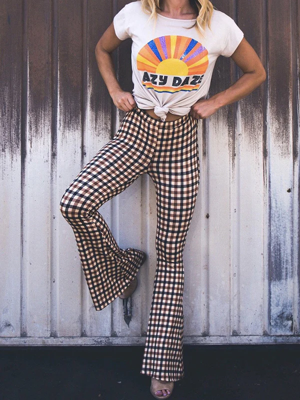 Flared Pants Plaid Pants Trousers - Image 6