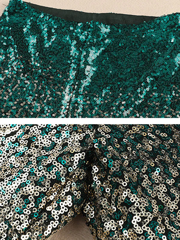 Flared Pants Skinny Leg Contrast Color Gradient Sequined Shiny Pants Bottoms - Image 8
