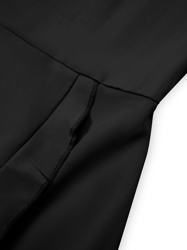 Flared Sleeves Half Sleeves Elasticity Ruffled Solid Color Split-Joint Tied Waist V-Neck Mini Dresses - Image 12