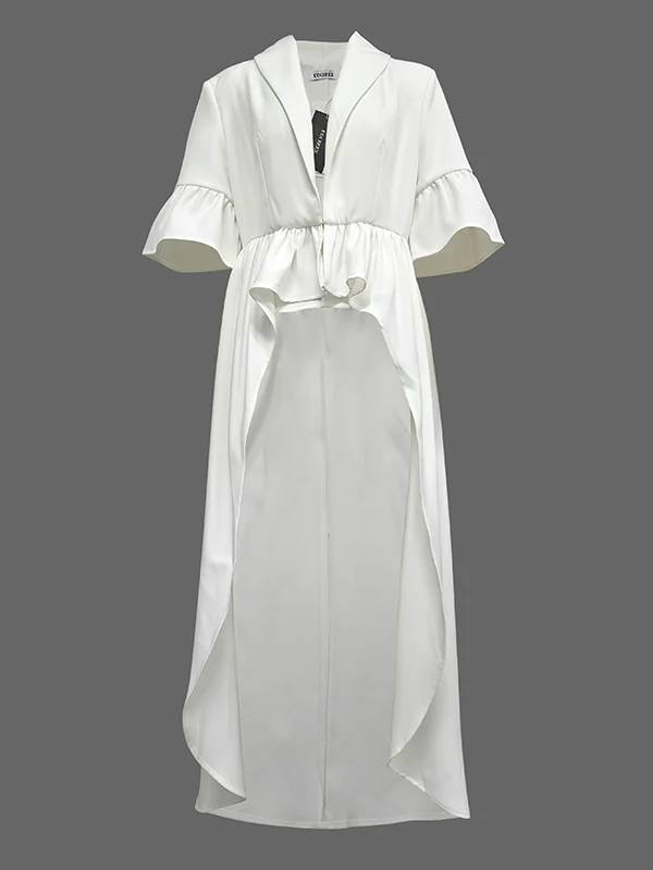 Flared Sleeves Half Sleeves Ruffle Trim Solid Color Deep V-Neck Blouses&Shirts Tops Outerwear - Image 3