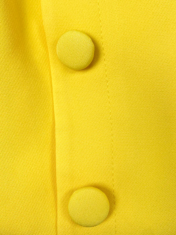 Flared Sleeves High Waisted Buttoned Solid Color Mock Neck Midi Dresses - Image 8