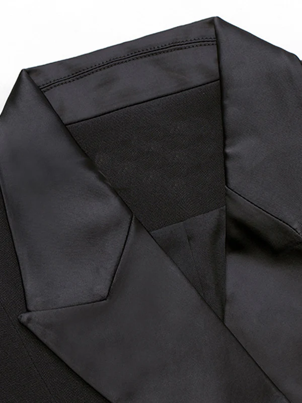 Flared Sleeves Long Sleeves Asymmetric Buttoned Solid Color Split-Joint Notched Collar Blazer Outerwear - Image 5