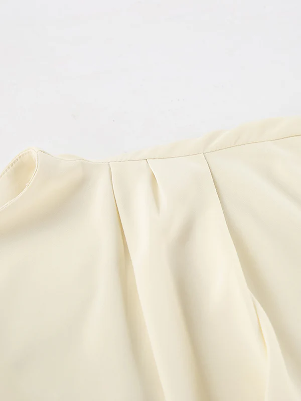 Flared Sleeves Long Sleeves Pleated Solid Color Zipper Stand Collar Blouses&Shirts Tops - Image 10