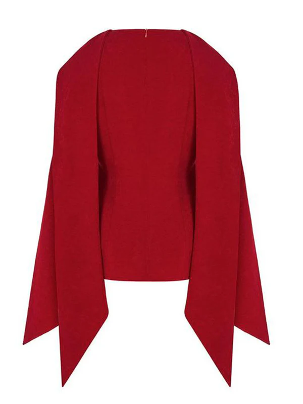 Flared Sleeves Long Sleeves Solid Color Zipper Boat Neck T-Shirts Tops - Image 11