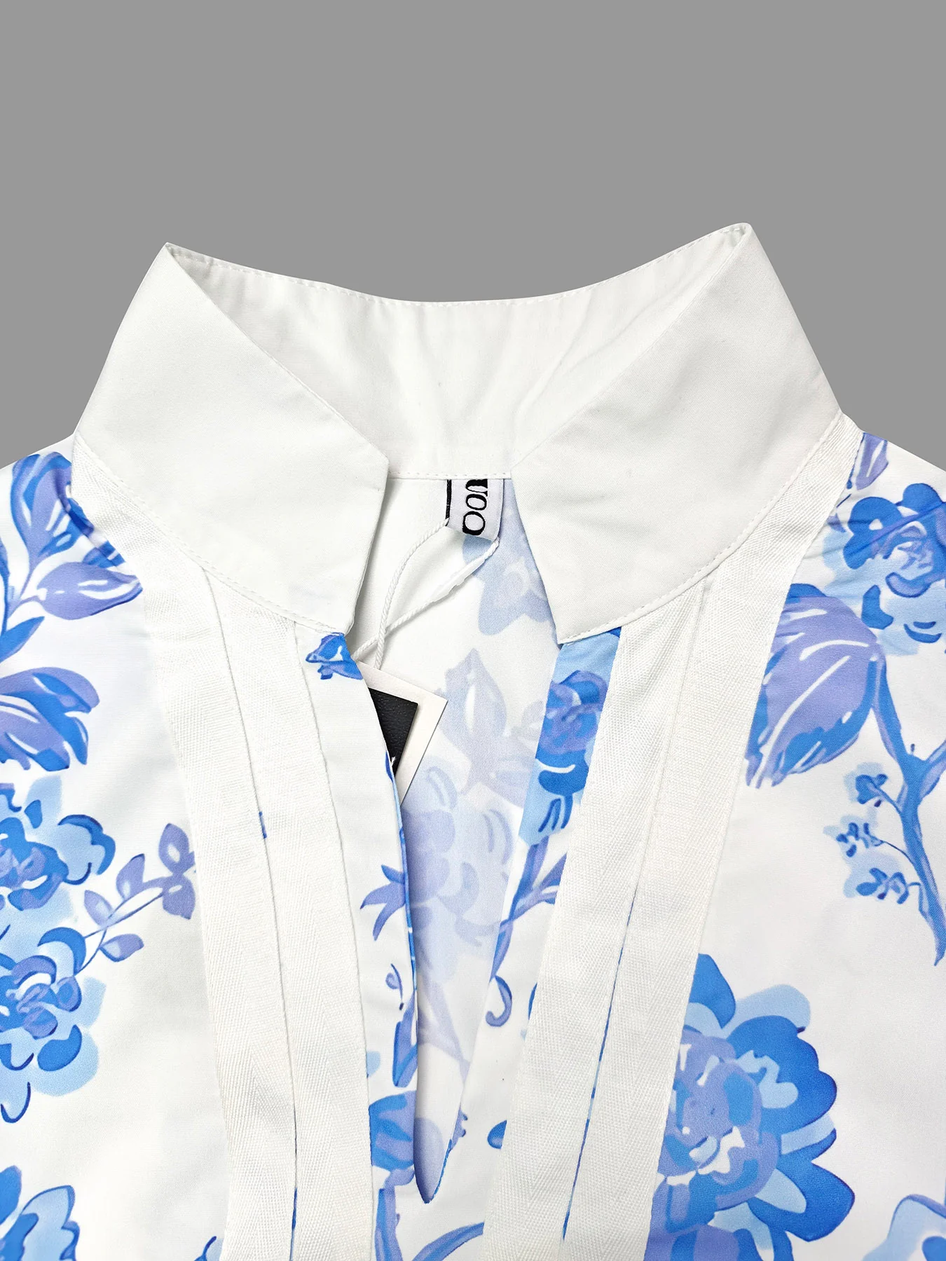 Flared Sleeves Loose Flower Print Split-Joint Split-side Deep V-Neck Midi Dresses - Image 9