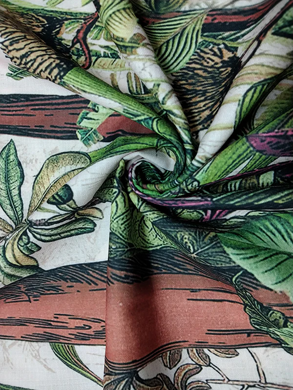 Flared Sleeves Loose Leaves Print V-Neck Maxi Dresses - Image 7