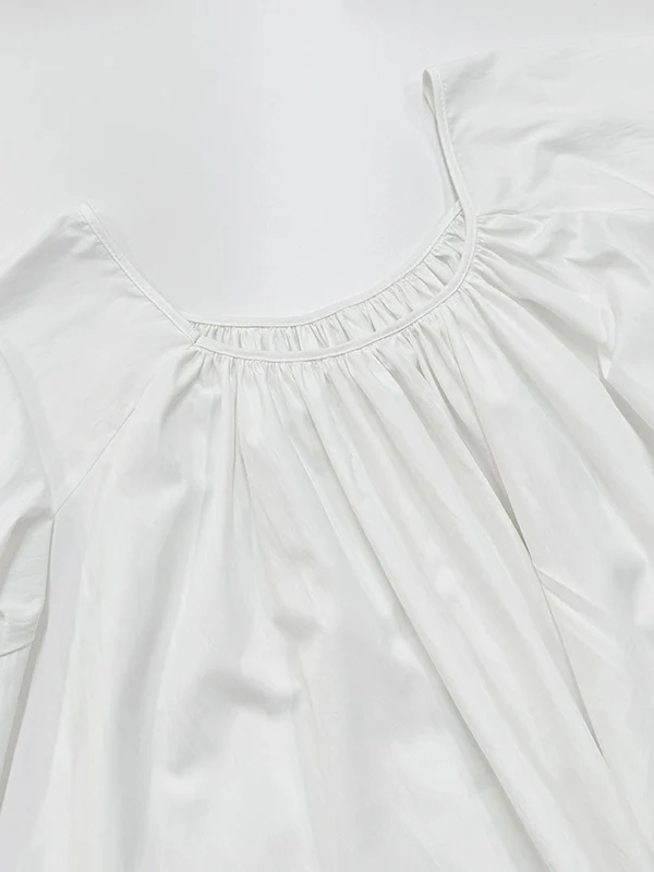 Flared Sleeves Loose Pleated Solid Color Split-Joint Round-Neck Maxi Dresses - Image 20
