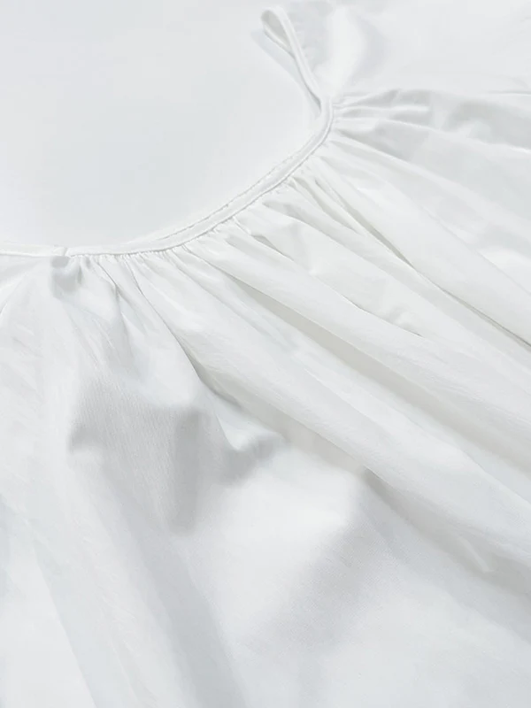 Flared Sleeves Loose Pleated Solid Color Split-Joint Round-Neck Maxi Dresses - Image 22