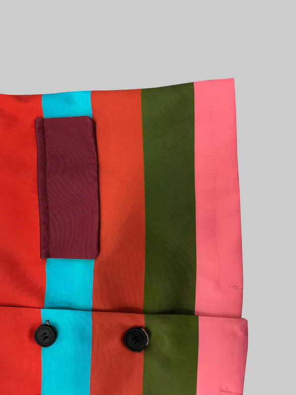 Flared Sleeves Multi-Colored Striped Lapel Jackets Outerwear - Image 12