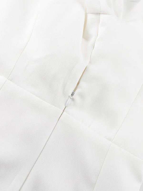 Flared Sleeves Skinny Gauze Pleated See-Through Solid Color Split-Joint Square-Neck Maxi Dresses - Image 9