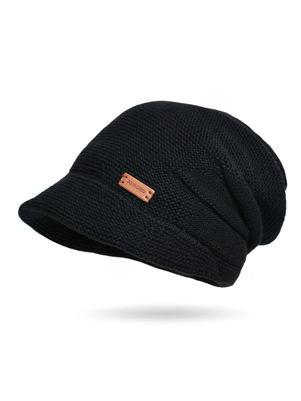 Flat Brim Solid Color Split-Joint Hats Knitted Hats - Image 10
