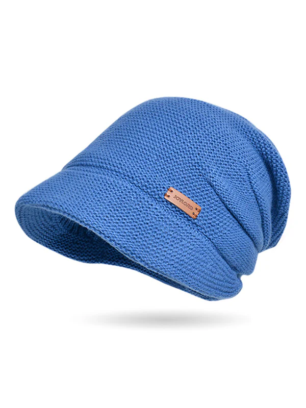Flat Brim Solid Color Split-Joint Hats Knitted Hats - Image 11