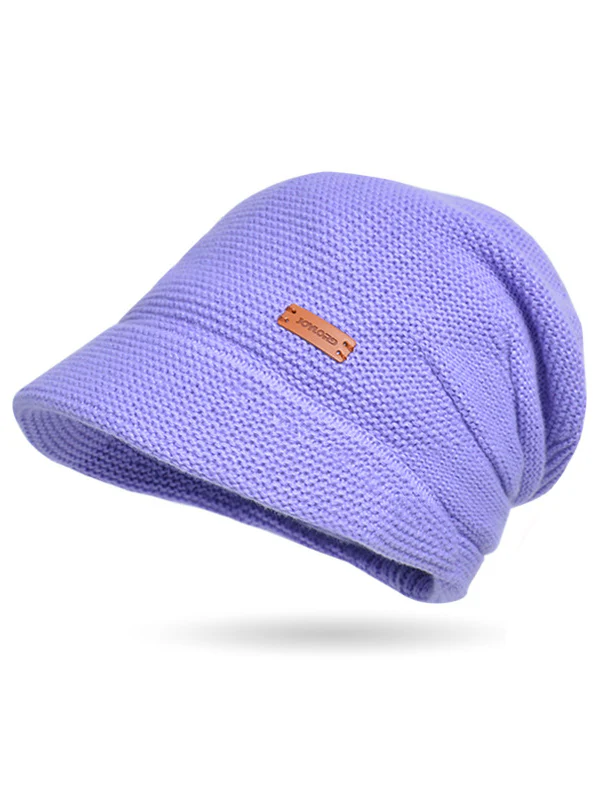 Flat Brim Solid Color Split-Joint Hats Knitted Hats - Image 12