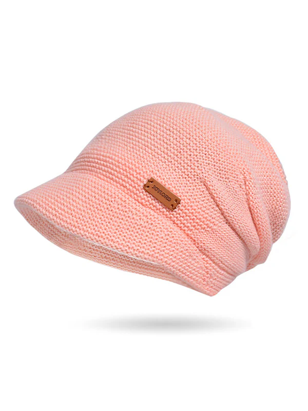 Flat Brim Solid Color Split-Joint Hats Knitted Hats - Image 13