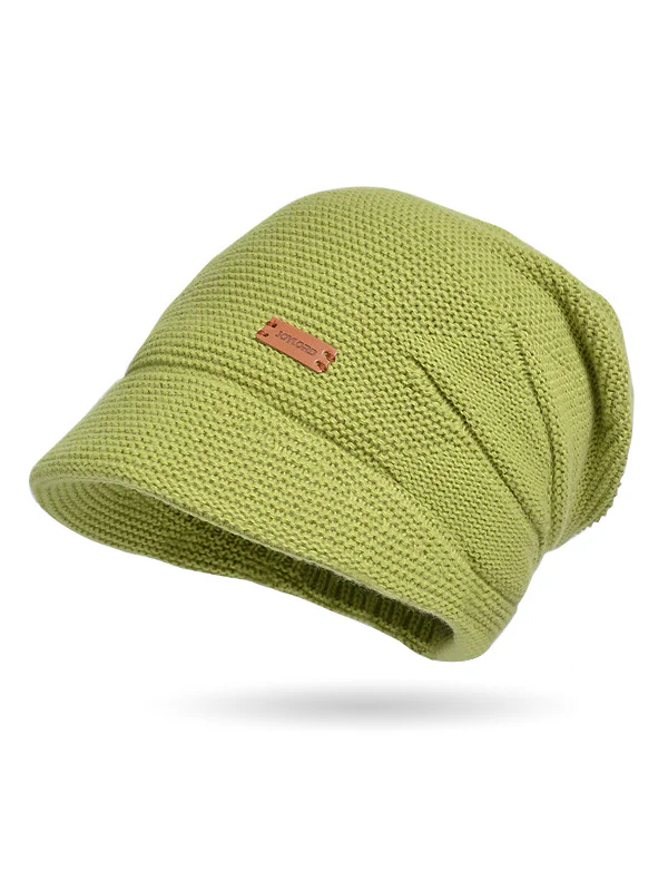 Flat Brim Solid Color Split-Joint Hats Knitted Hats - Image 14