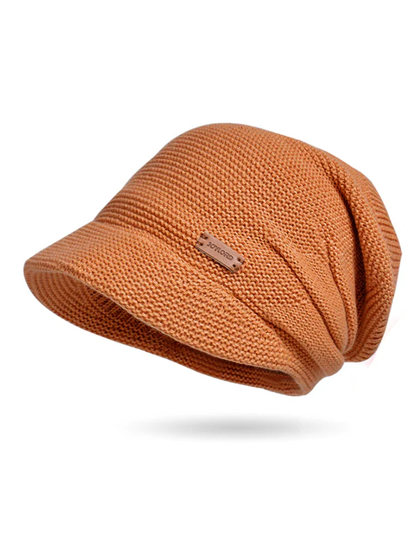 Flat Brim Solid Color Split-Joint Hats Knitted Hats - Image 15